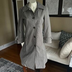 RARE Gryphon New York Tan Plaid Cotton A-Line Trench Coat Lined Japan Retro